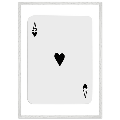 Ace of Hearts Minimalist Poker Card Art - Eco-Friendly Mounted Framed Poster, Choice of Frame Finish & Size - Vibrantwalls