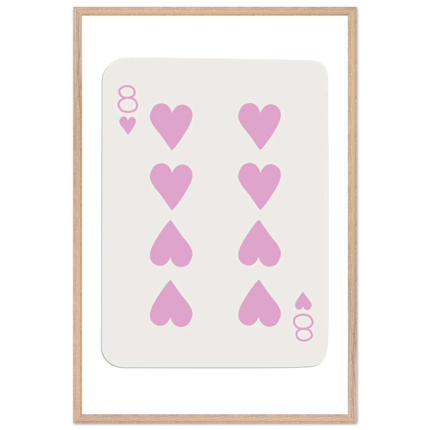 Minimalist Eight of Hearts Poker Card Print - Mounted Framed Art in Eco-Friendly Wood Frame - Vibrantwalls