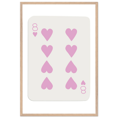 Minimalist Eight of Hearts Poker Card Print - Mounted Framed Art in Eco-Friendly Wood Frame - Vibrantwalls
