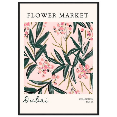 Dubai Flower Market Art Print – Blush Pink & Emerald Green Botanical Framed Poster | Ready-to-Hang - Vibrantwalls