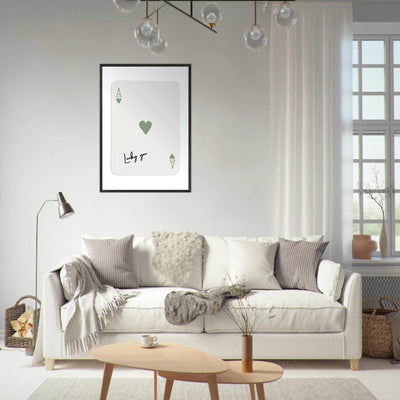 Lucky You Ace of Hearts Print - Botanical Green Framed Poster Art, Eco-Friendly Wood Frame & Choice of Finish - Vibrantwalls