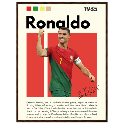 Cristiano Ronaldo Portugal Soccer Framed Football Poster 60x80 cm 24x32″ Dark wood frame Vibrantwalls