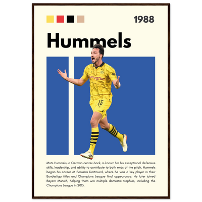 Mats Hummels Borussia Dortmund Framed Poster – Modern Football Art Print 70x100 cm 28x40″ Dark wood frame Vibrantwalls