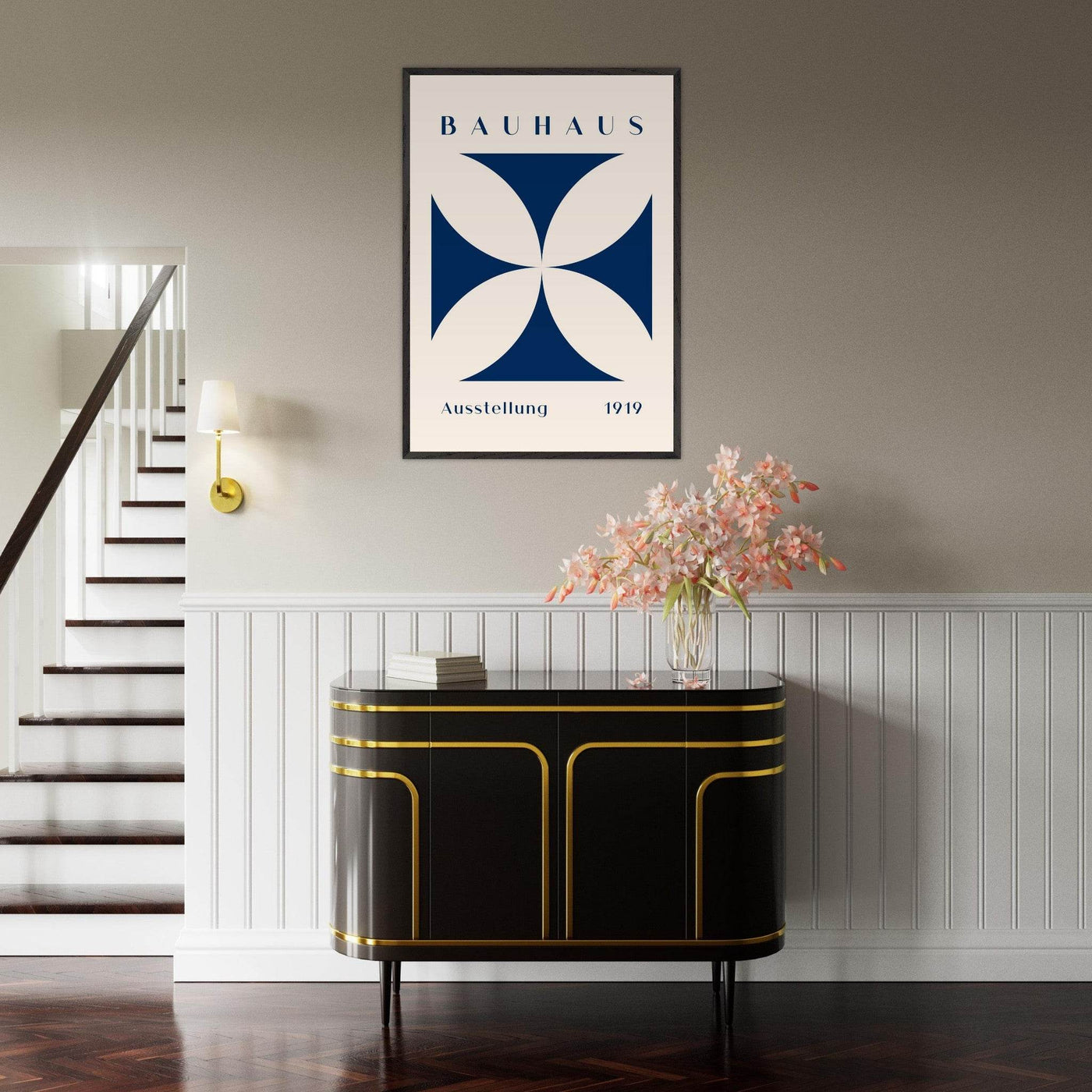 Bauhaus Exhibition 1919 - Navy Cream - Vibrantwalls