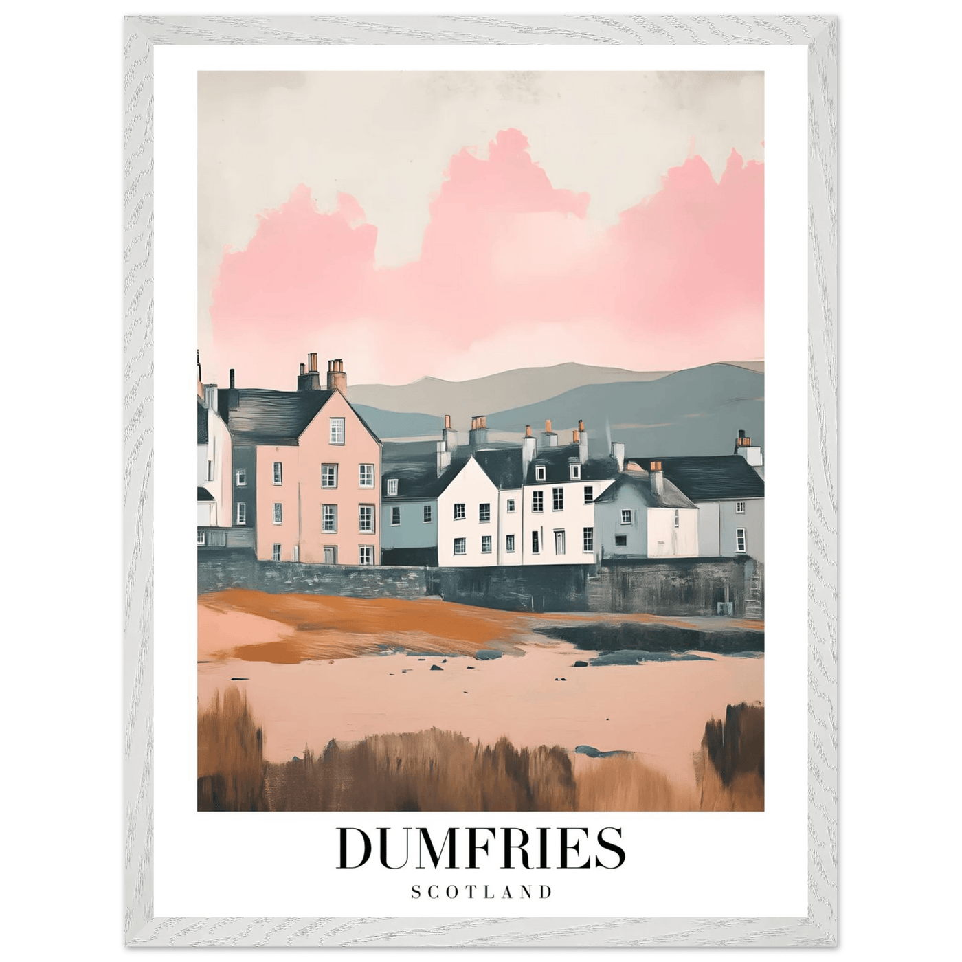Dumfries Scotland Framed Poster – Pastel-Toned Vintage Travel Wall Art with Wooden Frame - Vibrantwalls