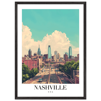 Nashville USA Framed Poster – Vibrant Urban Wall Art with Wooden Frame - Vibrantwalls