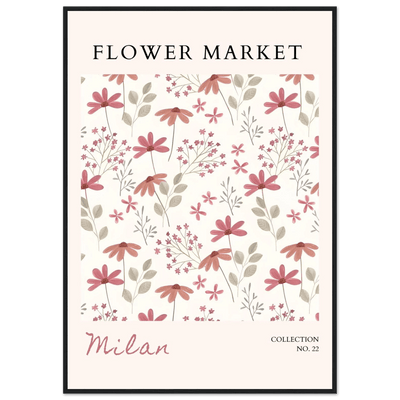 Milan Flower Market Framed Poster – Blush & Sage Floral Art Print | Ready-to-Hang Wall Decor - Vibrantwalls