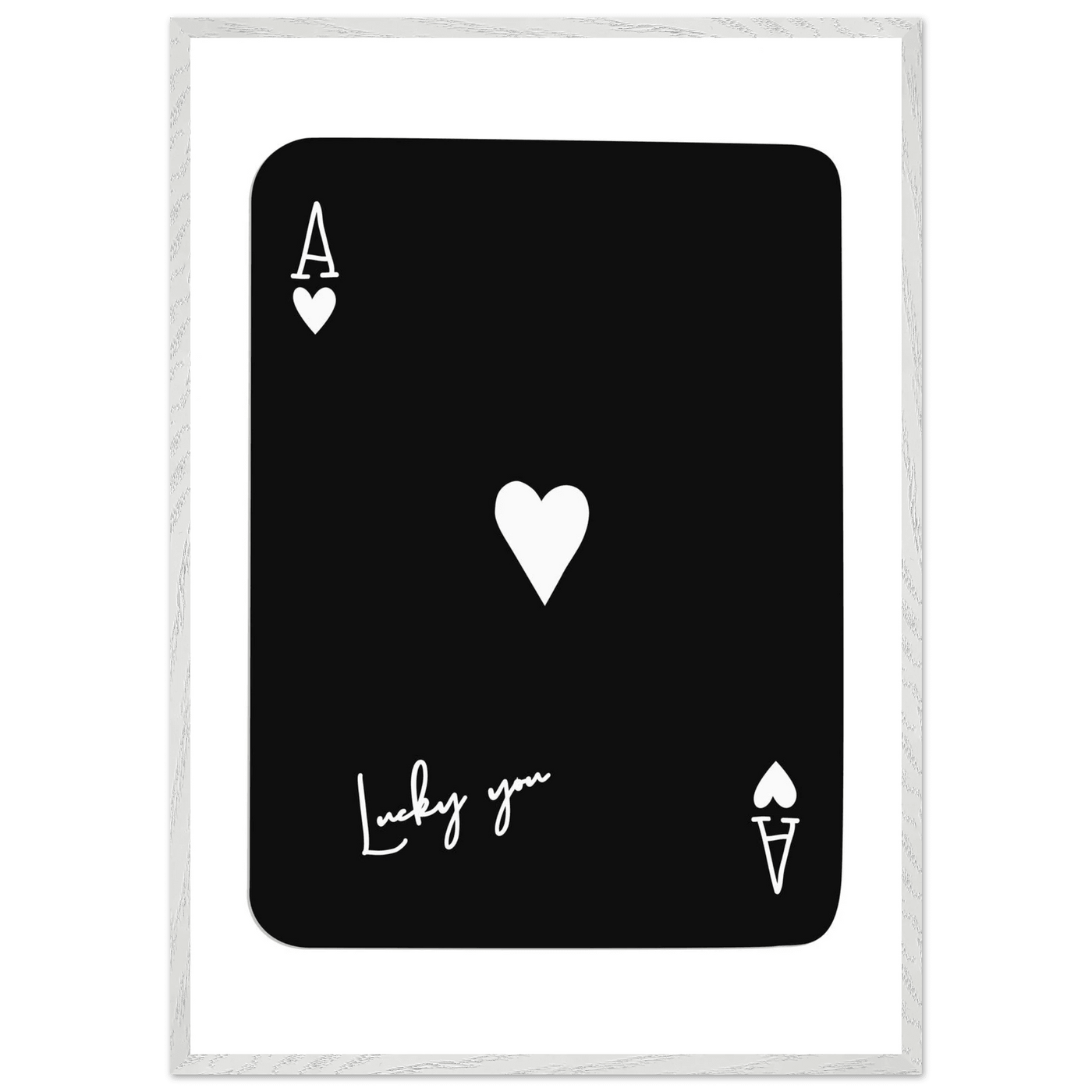 Minimalist Ace of Hearts Poker Card Print - Lucky You Framed Poster Art, Eco-Friendly Wood Frame - Vibrantwalls