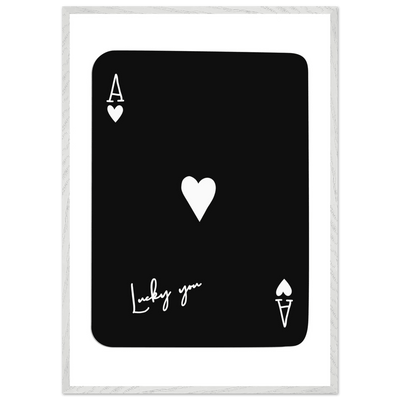 Minimalist Ace of Hearts Poker Card Print - Lucky You Framed Poster Art, Eco-Friendly Wood Frame - Vibrantwalls