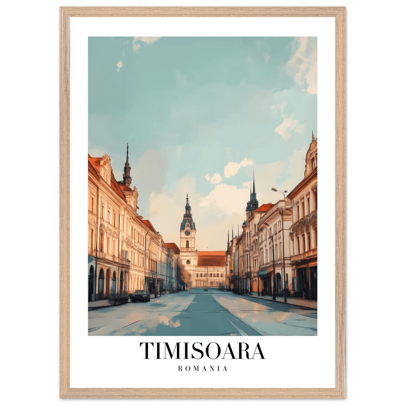 Timisoara Romania Framed Poster – Vintage Cityscape Wall Art with Wooden Frame - Vibrantwalls