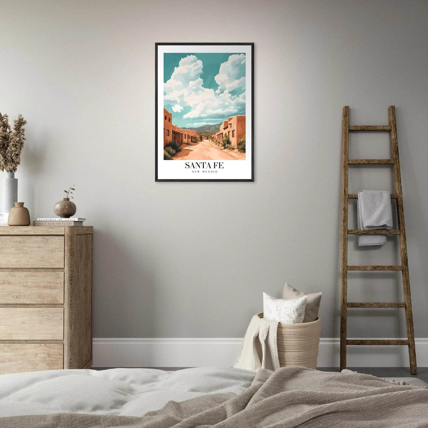 Santa Fe New Mexico Framed Poster – Vintage Southwest Wall Art with Wooden Frame - Vibrantwalls