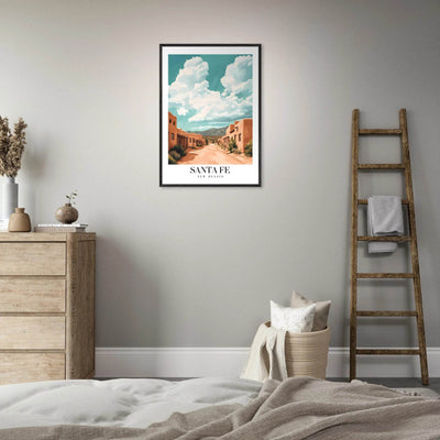 Santa Fe New Mexico Framed Poster – Vintage Southwest Wall Art with Wooden Frame - Vibrantwalls