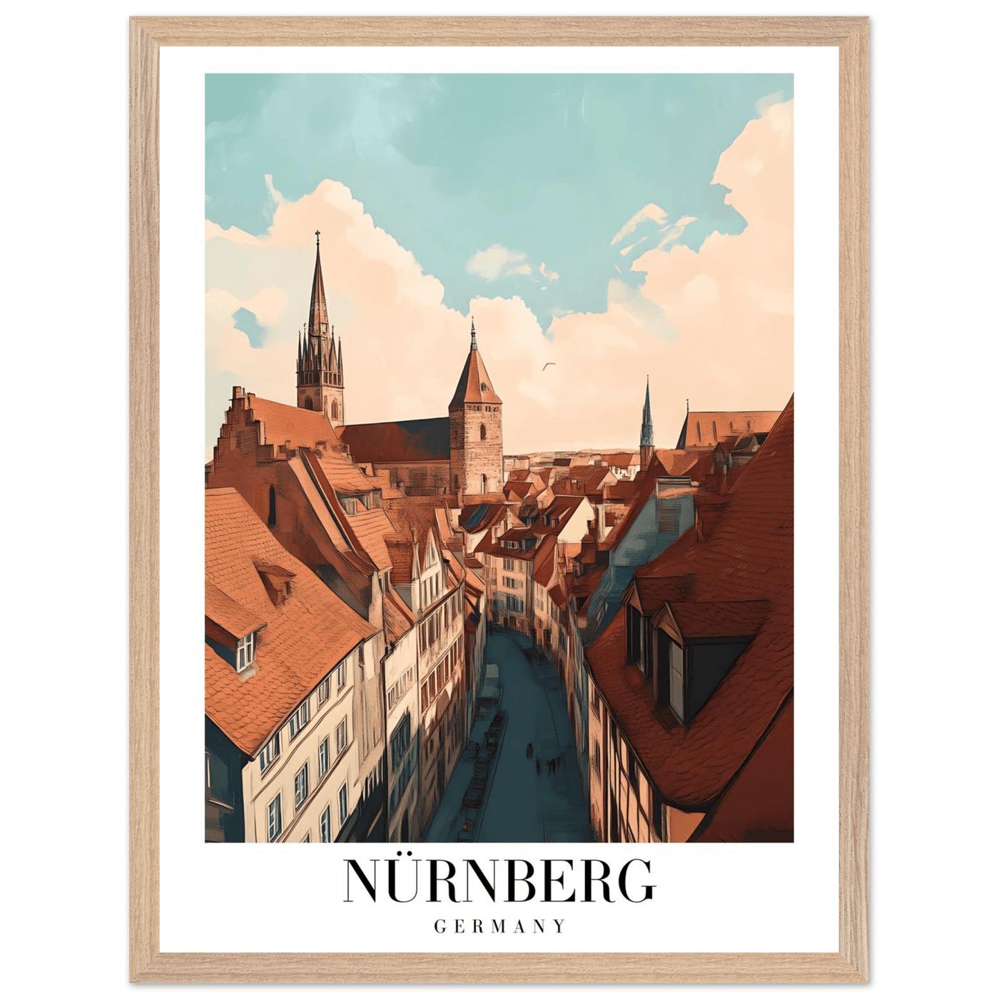 Nürnberg Germany Framed Poster – Vintage Travel Wall Art with Wooden Frame - Vibrantwalls