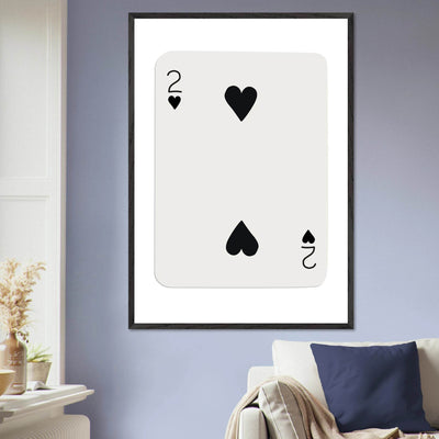 Minimalist Two of Hearts Poker Card Art Print - Framed Eco-Friendly Wooden Poster - Vibrantwalls
