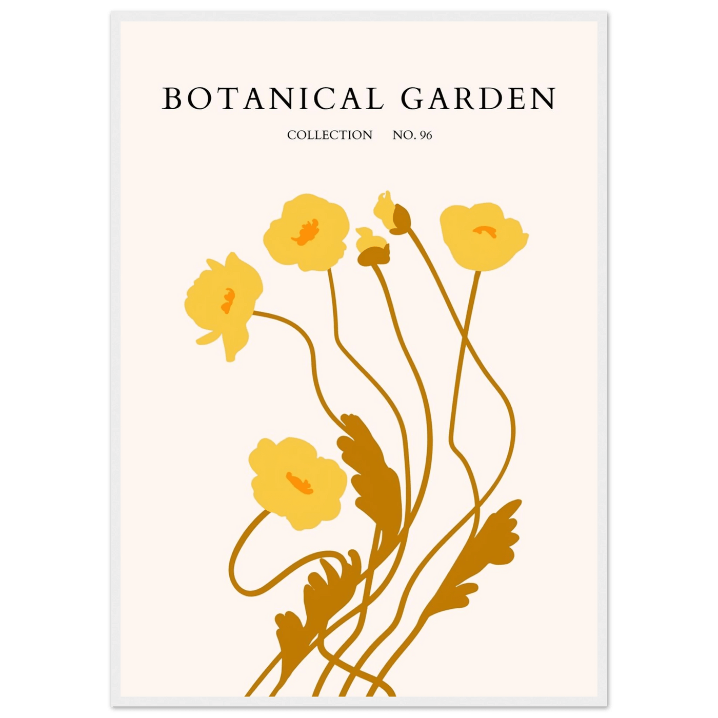 Botanical Garden Framed Art Print – Golden Poppies Abstract Wall Decor | Ready-to-Hang Nature Collection - Vibrantwalls
