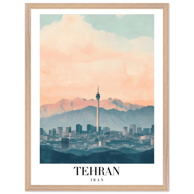 Tehran Iran Framed Poster – Vintage Cityscape Wall Art with Soft Hues & Wooden Frame - Vibrantwalls