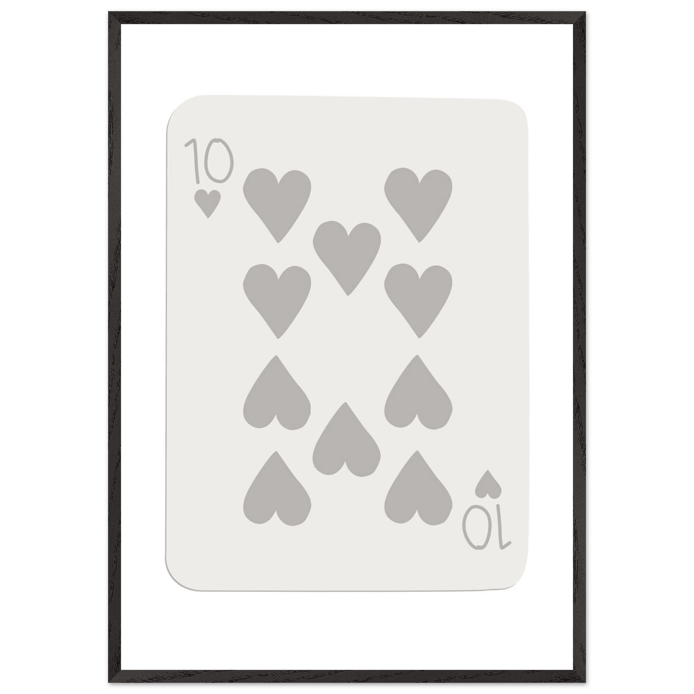 Minimalist Ten of Hearts Playing Card Print - Framed Poster Art, Eco-Friendly Wood Frame in Your Choice of Size & Finish - Vibrantwalls