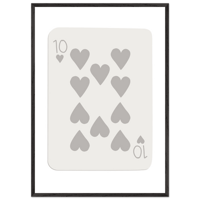 Minimalist Ten of Hearts Playing Card Print - Framed Poster Art, Eco-Friendly Wood Frame in Your Choice of Size & Finish - Vibrantwalls