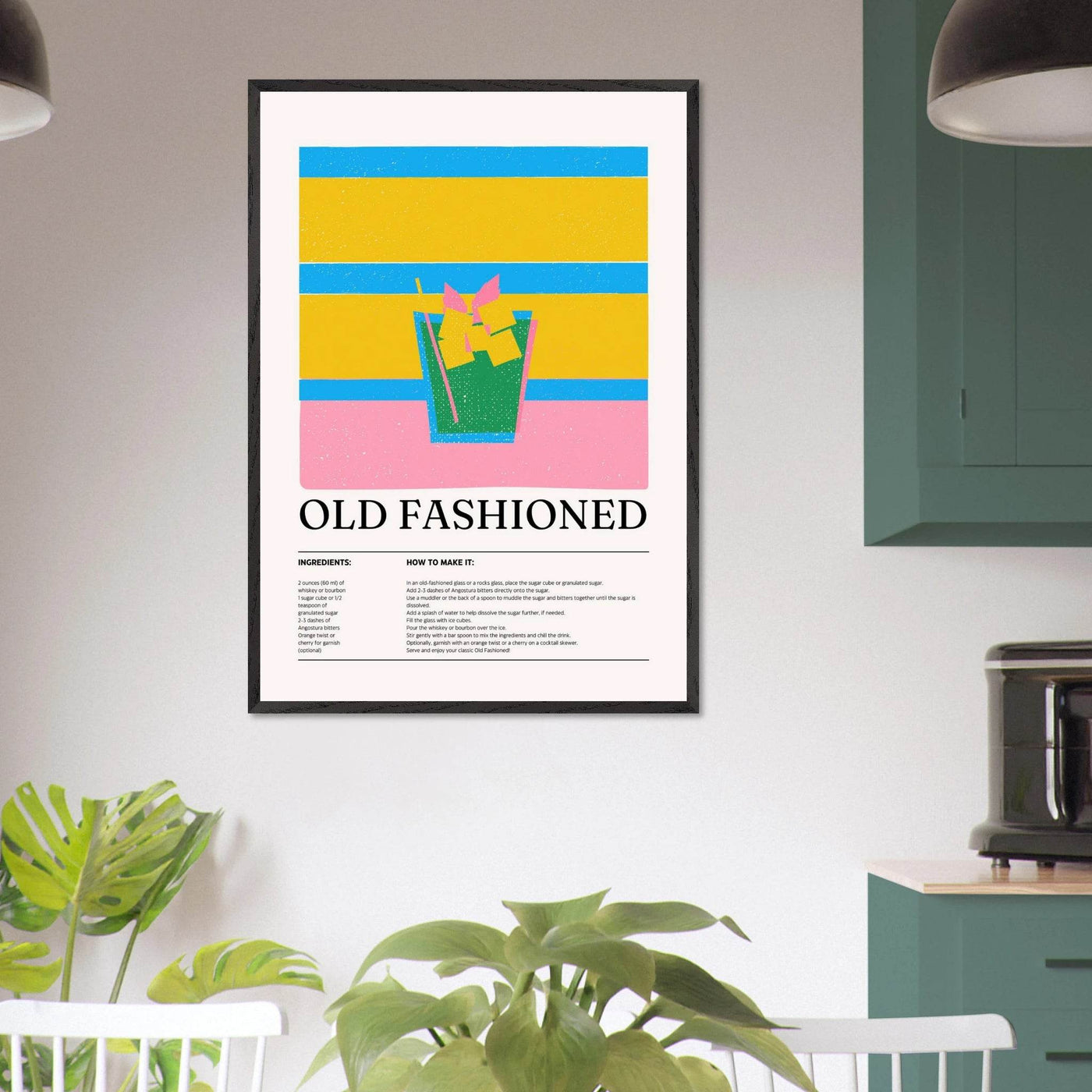 Old Fashioned Cocktail Recipe Art Print - Vibrantwalls