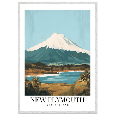 New Plymouth New Zealand Framed Poster – Vintage Mount Taranaki Travel Art - Vibrantwalls