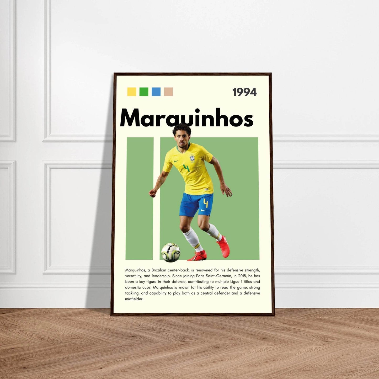 Marquinhos Brazil Football Legends Poster Wall Art - Vibrantwalls