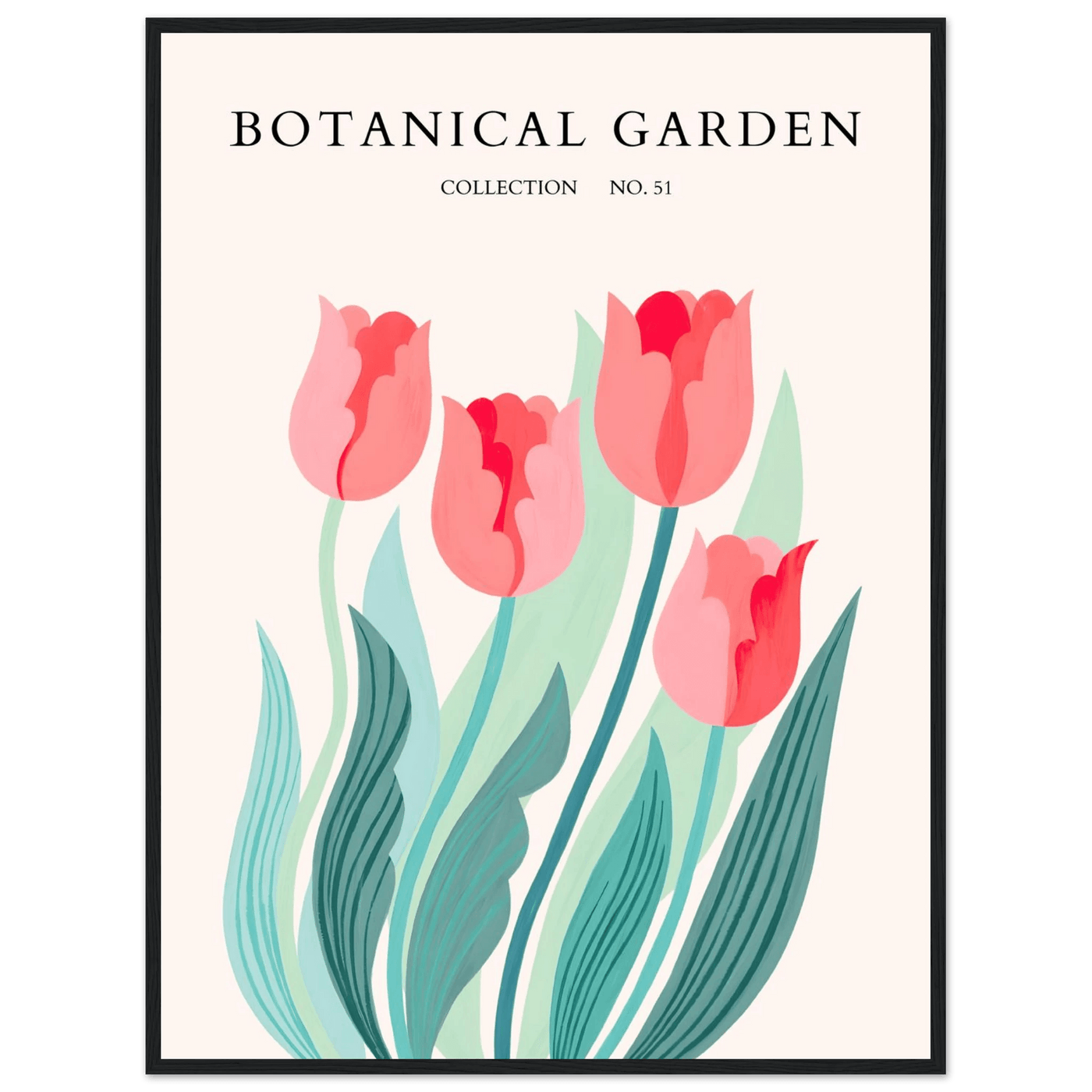 Botanical Garden Tulip Framed Poster – Pastel Florals & Nature Art Prints | Ready-to-Hang Wall Decor - Vibrantwalls