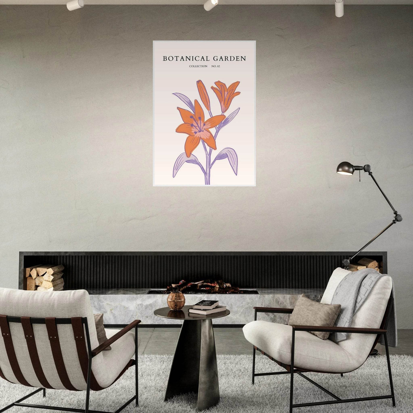 Botanical Garden Lily Print – Orange & Lavender Framed Poster | Elegant Nature Art for Modern Spaces, Ready-to-Hang - Vibrantwalls