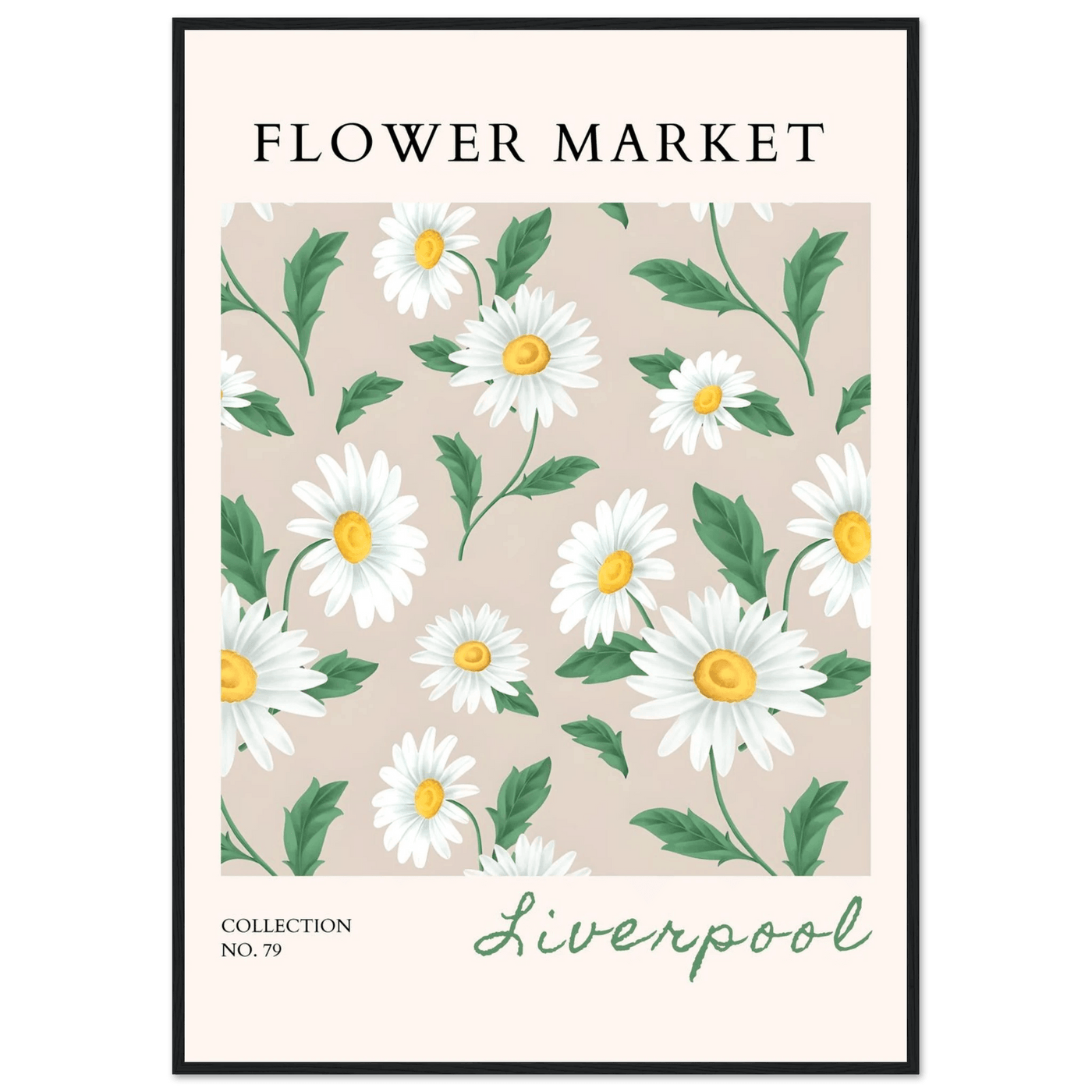 Charming Daisy Field Framed Poster – Botanical 'Flower Market' Art Print | Ready-to-Hang in Your Choice of Frame - Vibrantwalls