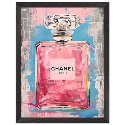 Coco Mademoiselle Chanel Art Print - Pink & Blue Pop Art Style Framed Poster - Vibrantwalls