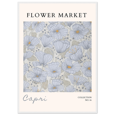 Capri Flower Market Framed Poster – Serene Floral Art Print in Cool Tones | Ready-to-Hang Wall Decor - Vibrantwalls