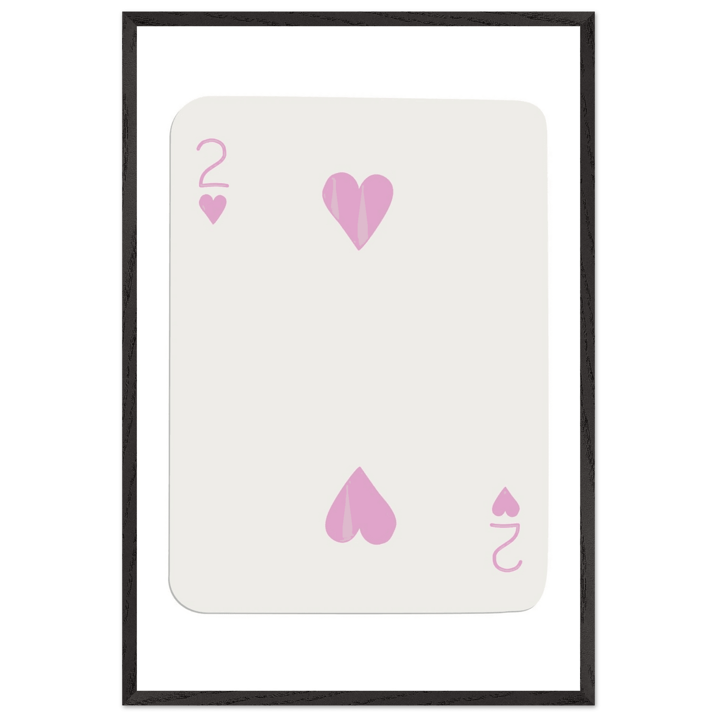 Minimalist Pink Two of Hearts Poker Card Art Print - Framed & Mounted Eco-Friendly Decor, Custom Sizes Available - Vibrantwalls