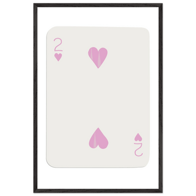 Minimalist Pink Two of Hearts Poker Card Art Print - Framed & Mounted Eco-Friendly Decor, Custom Sizes Available - Vibrantwalls