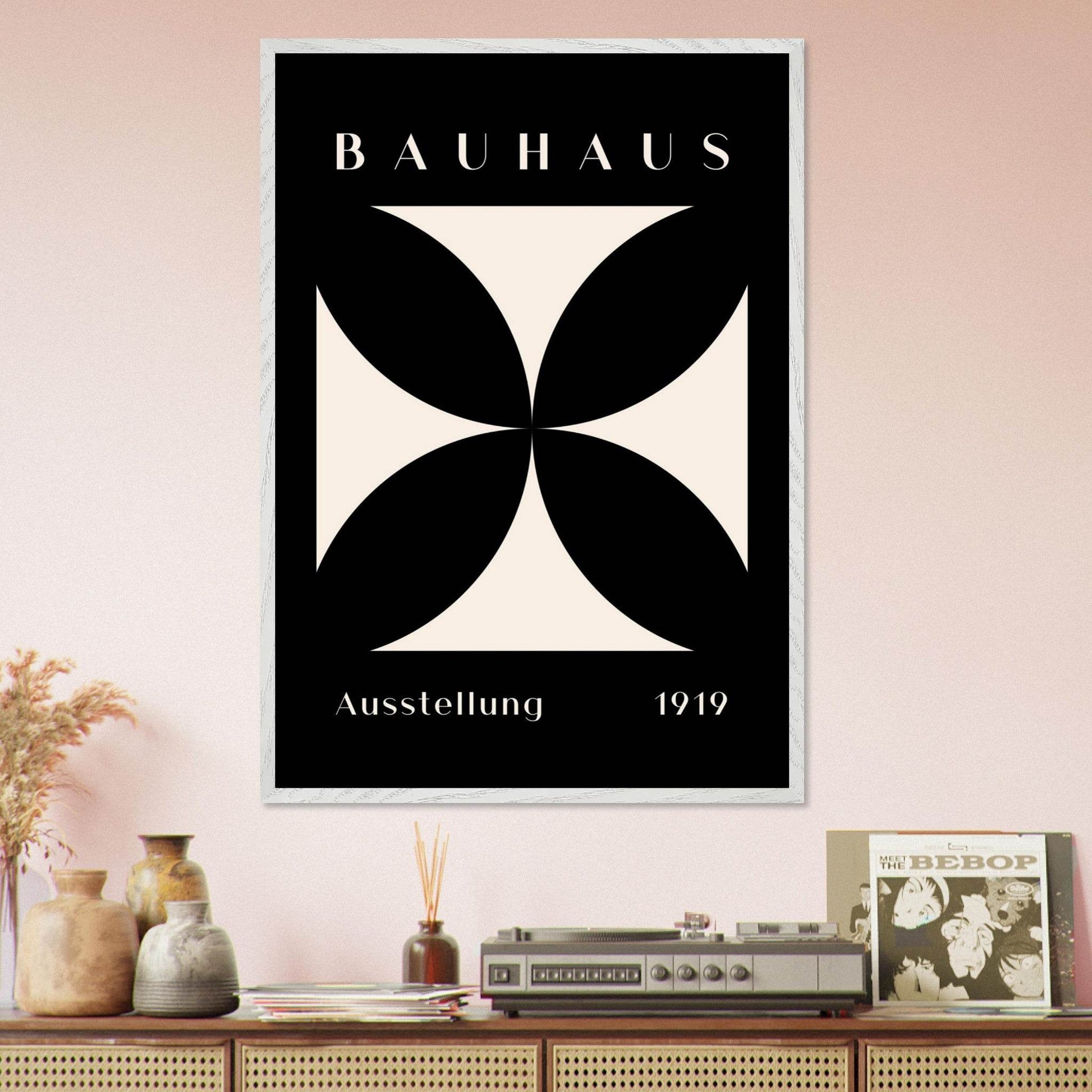 Bauhaus Minimalism 1919 Black Cream Movement Design Wall Art - Vibrantwalls
