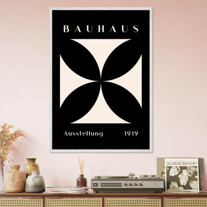 Bauhaus Minimalism 1919 Black Cream Movement Design Wall Art - Vibrantwalls