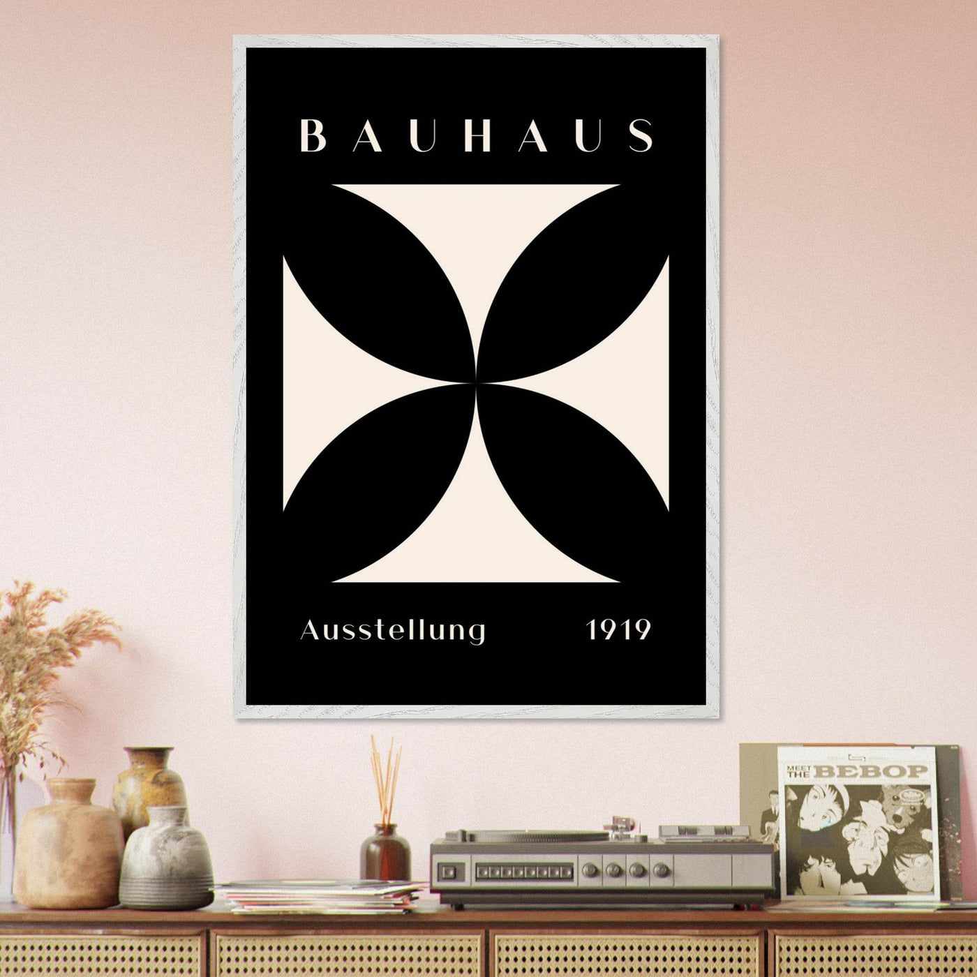 Bauhaus Ausstellung 1919 Black & Cream Minimalist - Vibrantwalls
