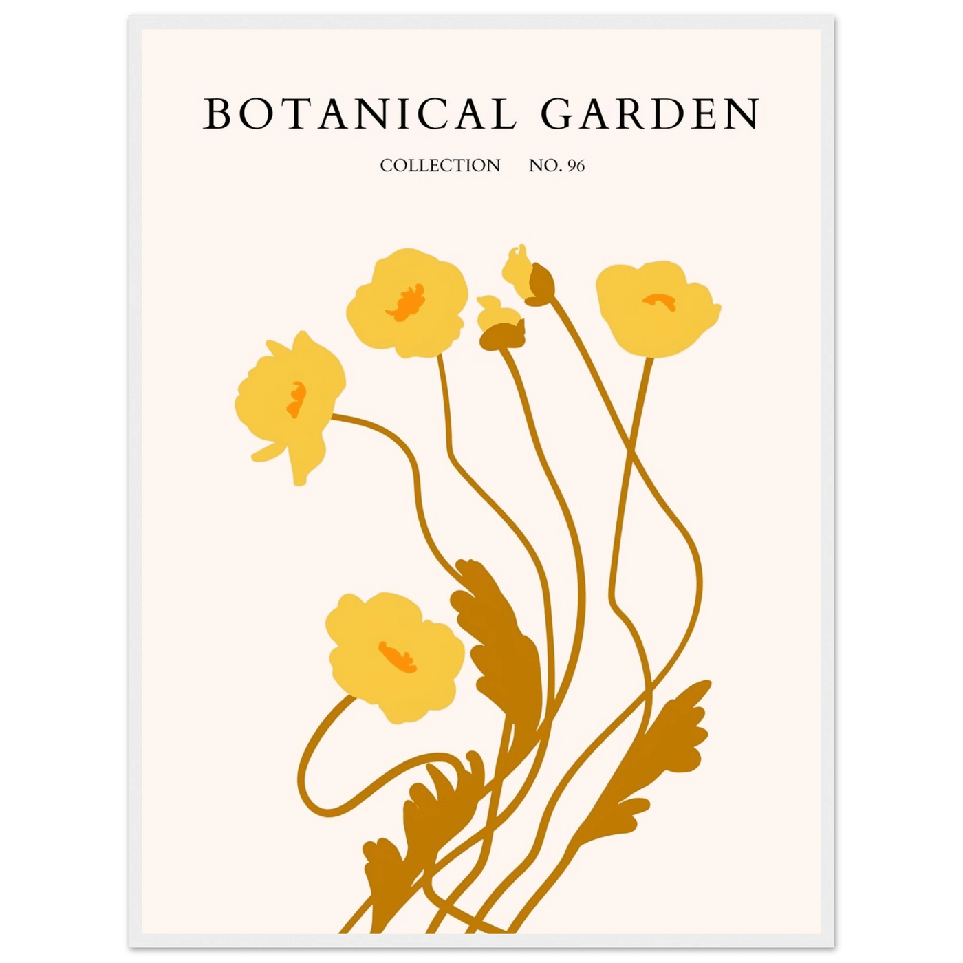 Botanical Garden Framed Art Print – Golden Poppies Abstract Wall Decor | Ready-to-Hang Nature Collection - Vibrantwalls
