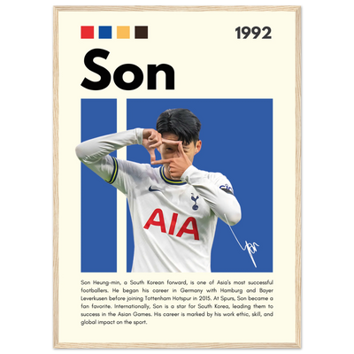 Son Heung-min Tottenham Hotspur Framed Football Poster 50x70 cm 20x28″ Wood frame Vibrantwalls
