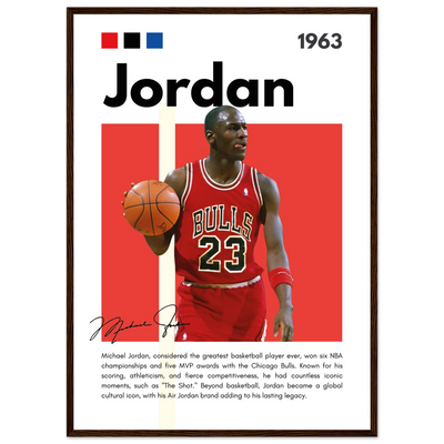 Michael Jordan Air Jordan Bulls Retro Print 50x70 cm 20x28″ Dark wood frame Vibrantwalls