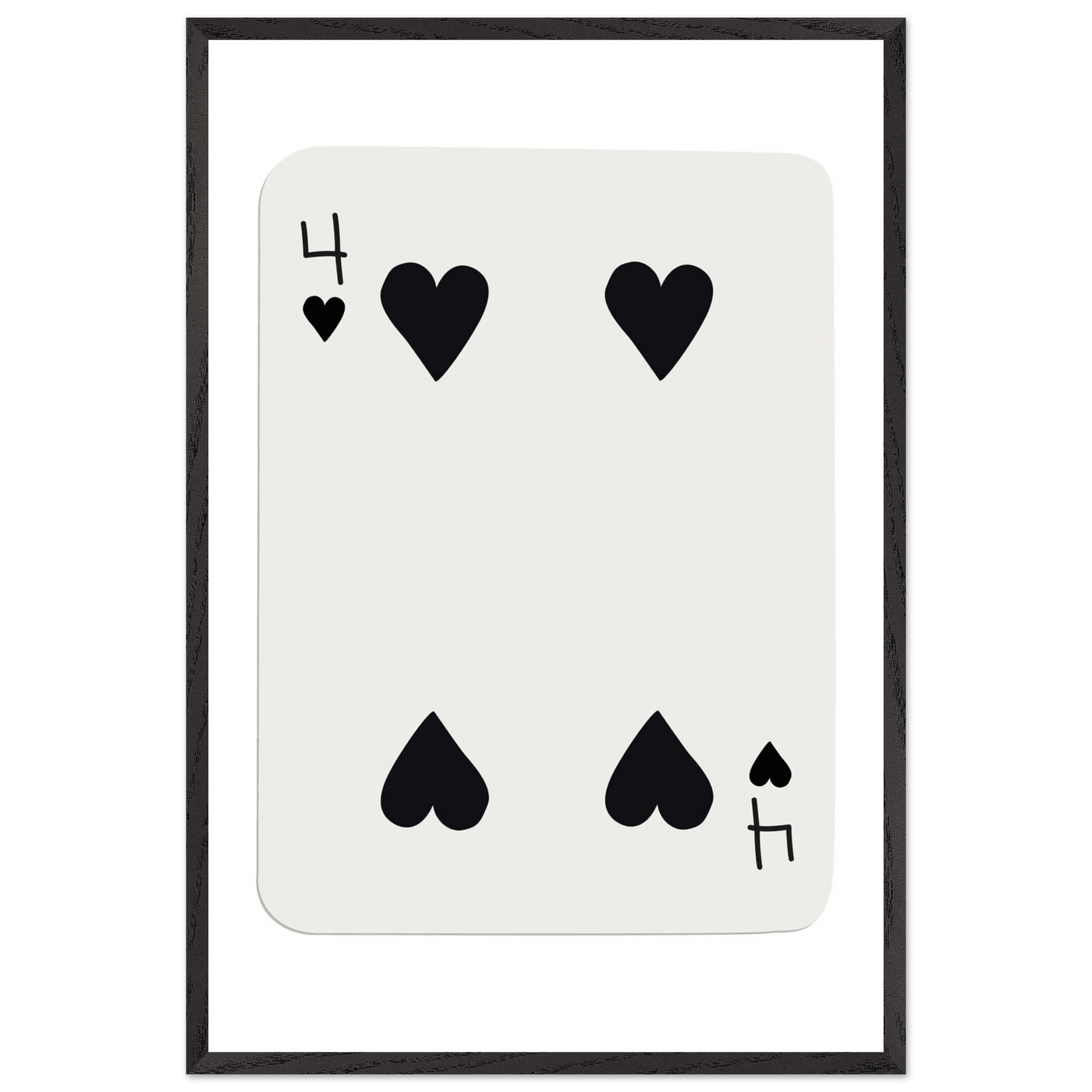 Minimalist Four of Hearts Poker Card Print - Mounted Framed Poster Art, Eco-Friendly Wood Frame - Vibrantwalls