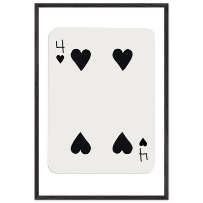 Minimalist Four of Hearts Poker Card Print - Mounted Framed Poster Art, Eco-Friendly Wood Frame - Vibrantwalls