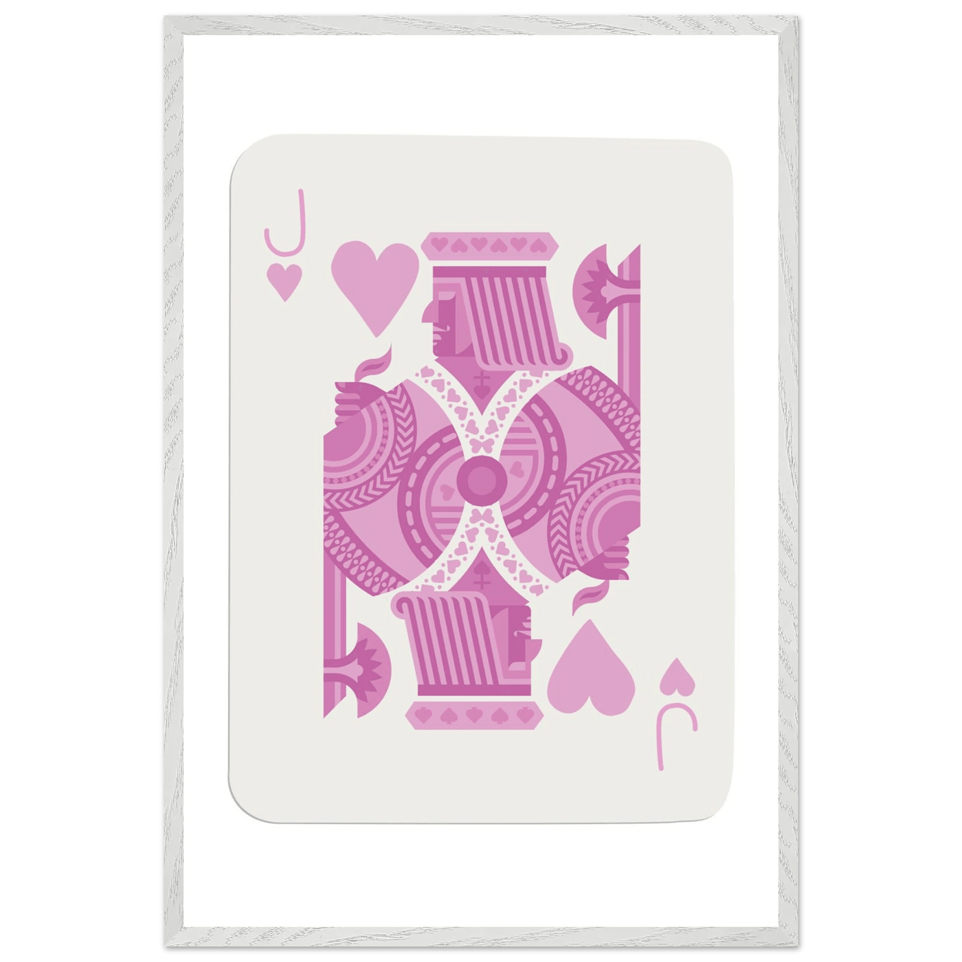 Jack of Hearts Poker Card Print - Eclectic Pink Framed Art - Eco-Friendly Wood Frame, Ready-to-Hang Decor - Vibrantwalls