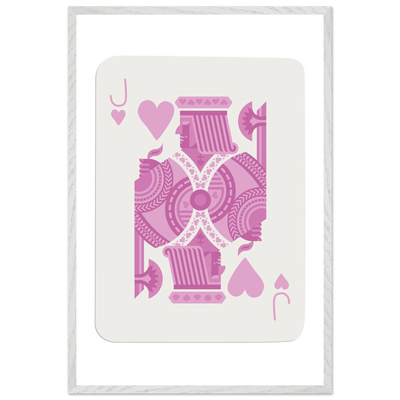 Jack of Hearts Poker Card Print - Eclectic Pink Framed Art - Eco-Friendly Wood Frame, Ready-to-Hang Decor - Vibrantwalls