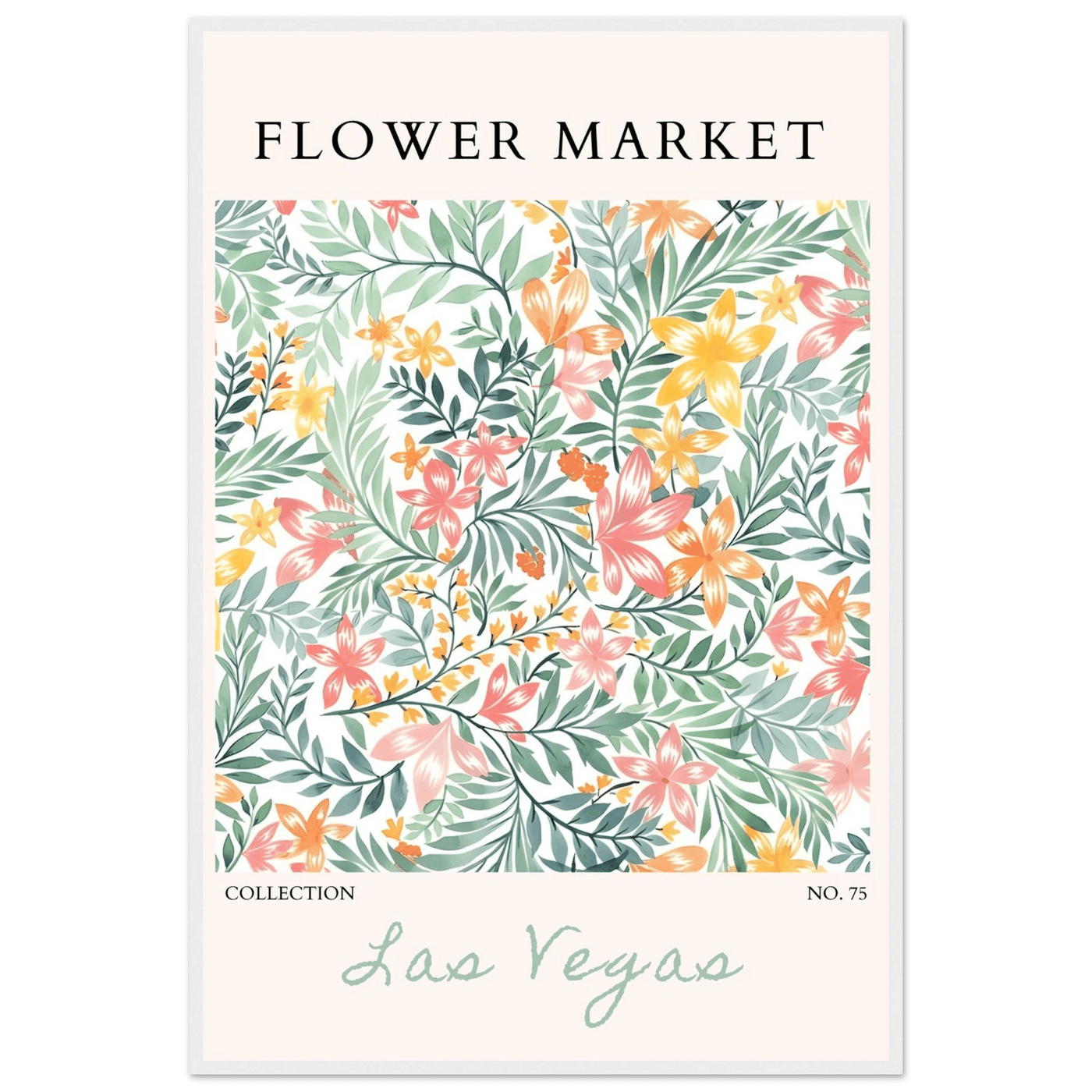 Flower Market Collection Framed Poster – Las Vegas Botanical Bliss Print | Ready-to-Hang Floral Art - Vibrantwalls