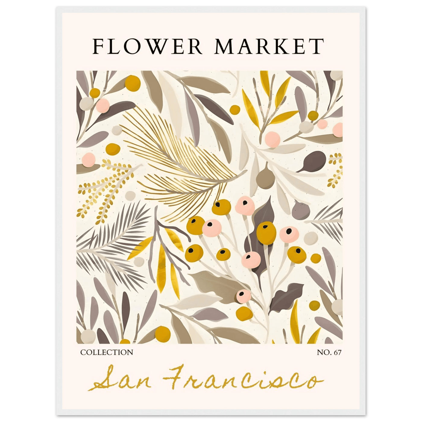 San Francisco Flower Market Collection Framed Poster – Botanical Golden Hues & Abstract Art Prints | Ready-to-Hang - Vibrantwalls