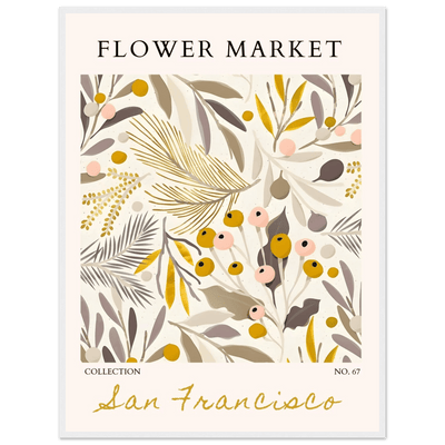 San Francisco Flower Market Collection Framed Poster – Botanical Golden Hues & Abstract Art Prints | Ready-to-Hang - Vibrantwalls