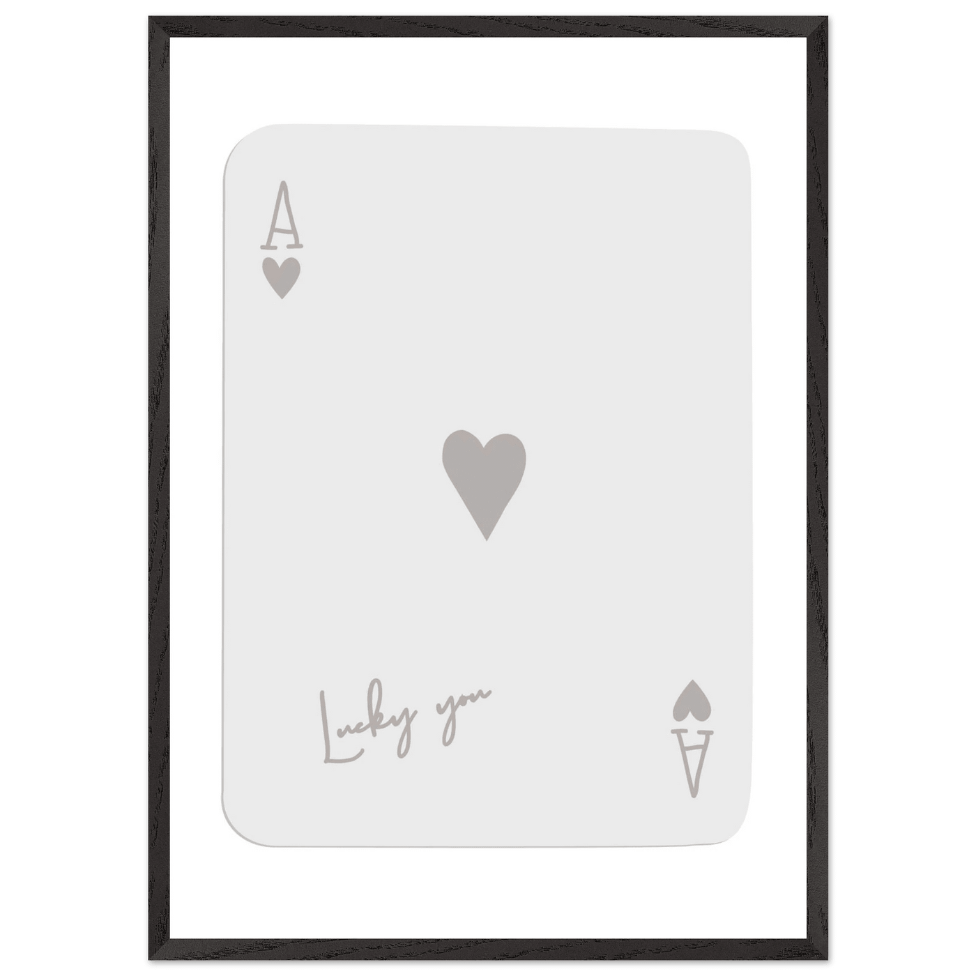 Minimalist Ace of Hearts Poker Card Print - Lucky You Wall Art, Eco-Friendly Wood Frame Poster - Vibrantwalls