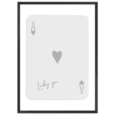 Minimalist Ace of Hearts Poker Card Print - Lucky You Wall Art, Eco-Friendly Wood Frame Poster - Vibrantwalls
