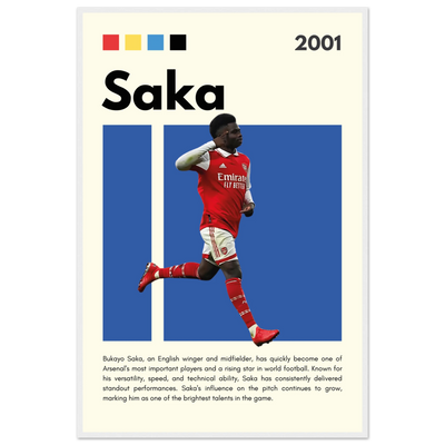 Bukayo Saka Arsenal Framed Poster – Modern Football Art Print for Gooners 60x90 cm 24x36″ White frame Vibrantwalls