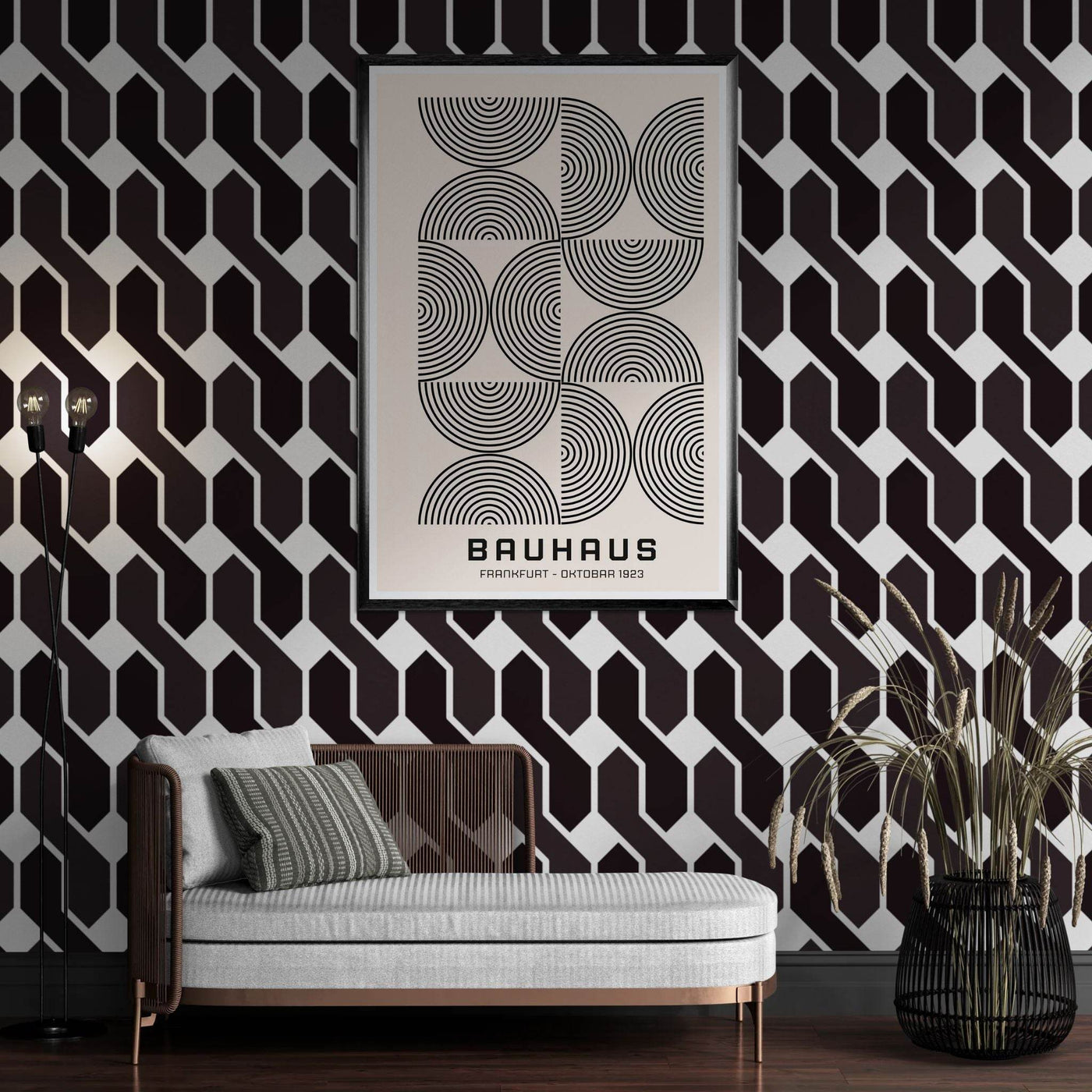 Bauhaus 1923 Navy & Beige - Vibrantwalls