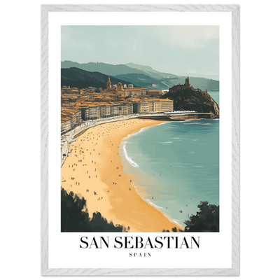 San Sebastian Spain Framed Poster – Vintage Coastal Travel Wall Art with Wooden Frame - Vibrantwalls